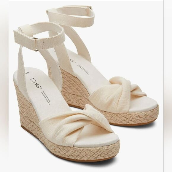🔸️NIB Toms Natural Marisela Espadrille Wedge Sandals Size 8 - Picture 2 of 11